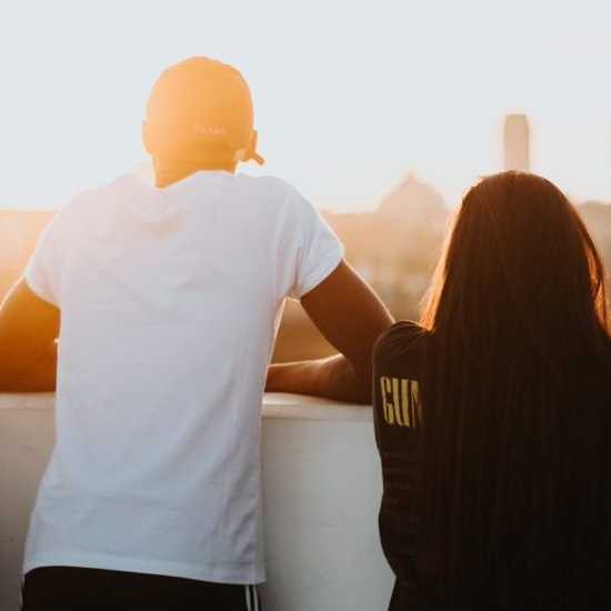 two friends looking into the distance