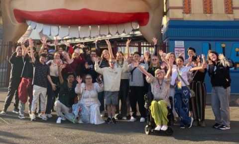 Young people at the THRIVE Program 2026 outside Luna Park Melbourne