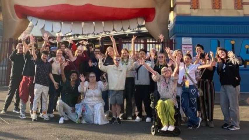 Young people at the THRIVE Program 2026 outside Luna Park Melbourne